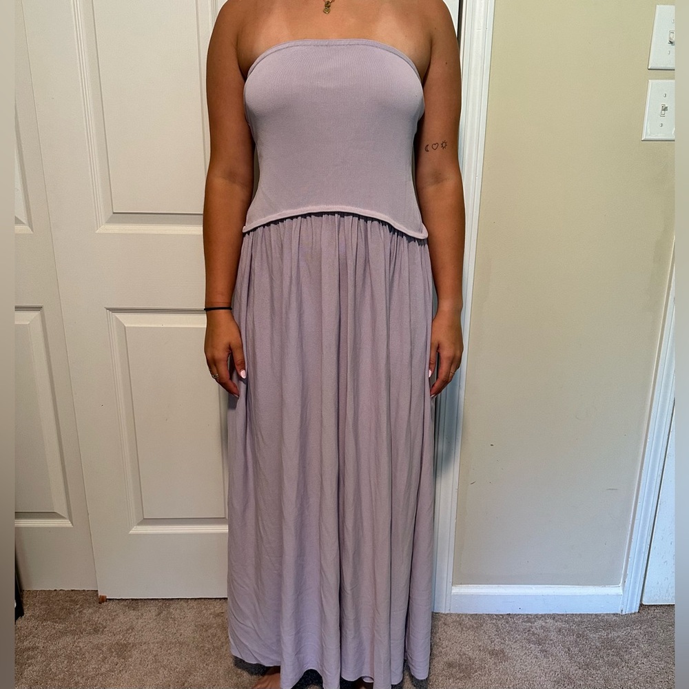 SOLID & STRIPED Purple Strapless Sundress